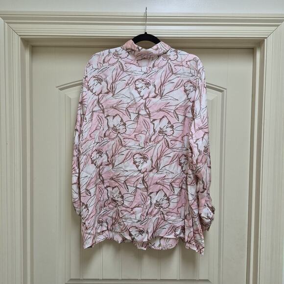 Vintage Bob Mackie Silk Floral Top Women 26W Art Tropical Vacation Resort Pink - Picture 2 of 7